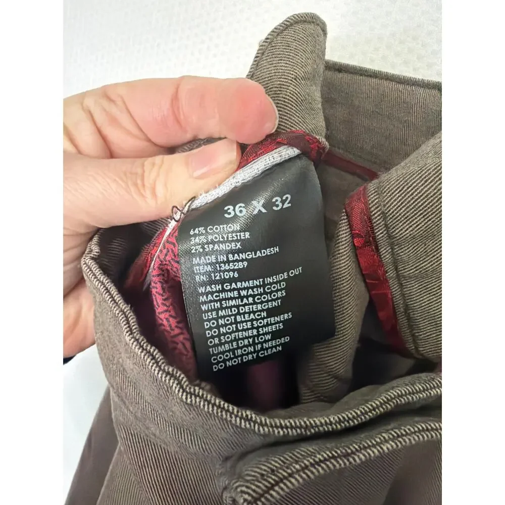 English Laundry Brown 36x32 Straight Fit Stretch Pants‎ Business Casual